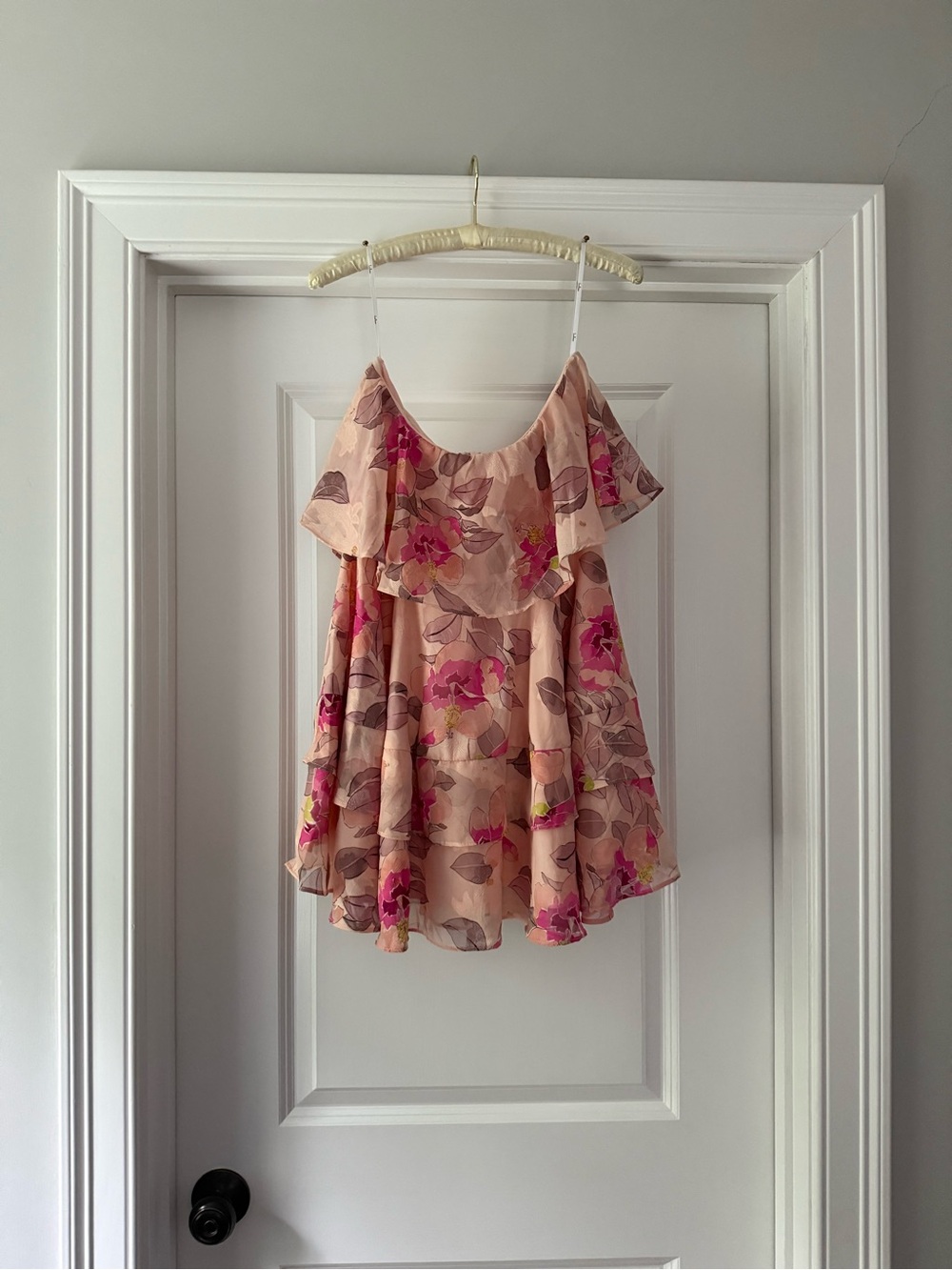 Lulu's Pink Floral Off-Shoulder Ruffle Camisole